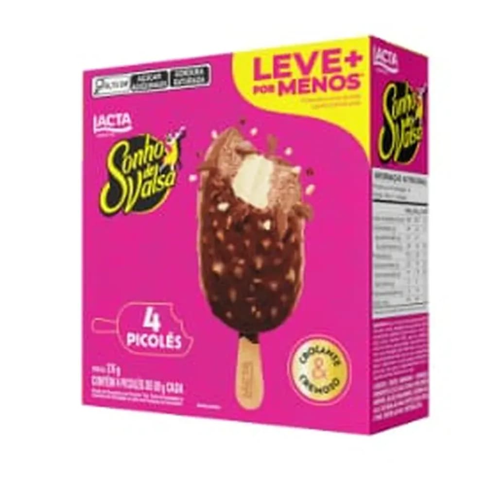 Picole sonho de valsa leve mais pague menos lacta 276g pack com 4un