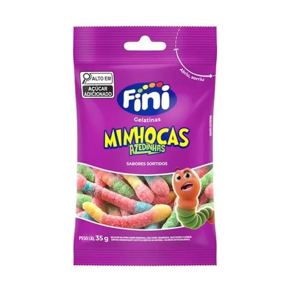 Bala gelatina minhoca citrica fini 35g