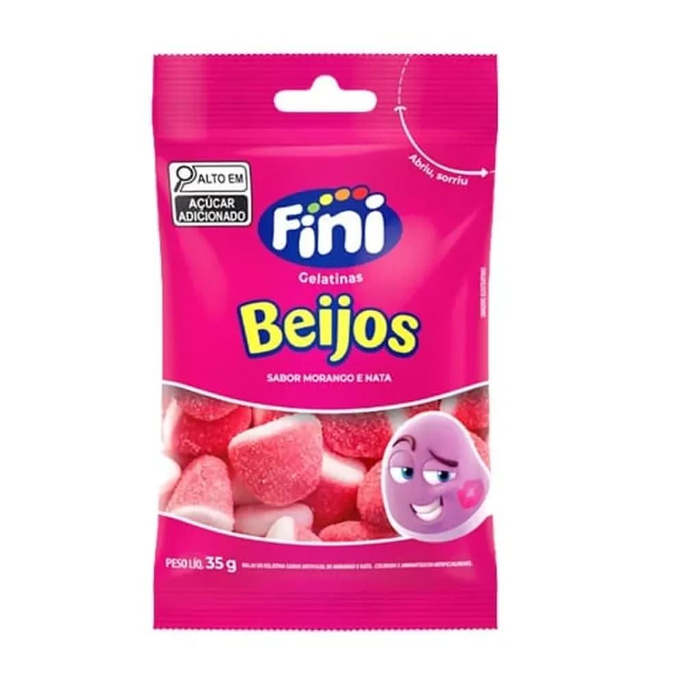 Bala de gelatina beijos de morango fini 35g