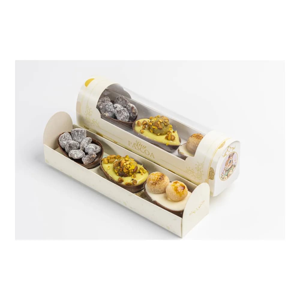Trio gourmet ovo de colher pistache, brulée e palha italiana 3x50g