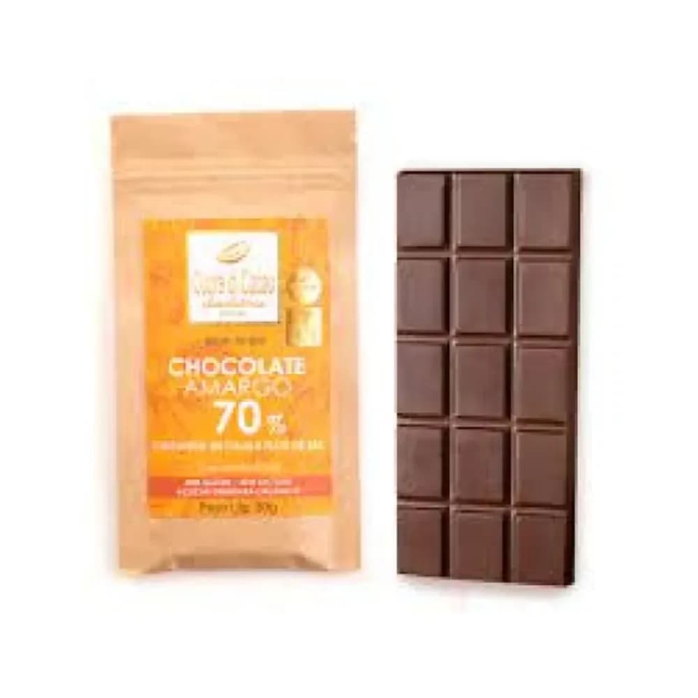 Chocolate barra 70% cacau com castanha de cajú e flor de sal cuere di cacao 52g