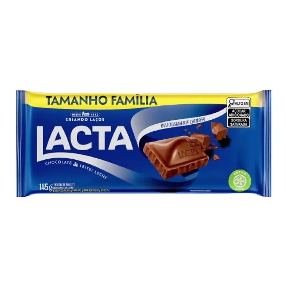Chocolate em barra diamante negro laka lacta 145g