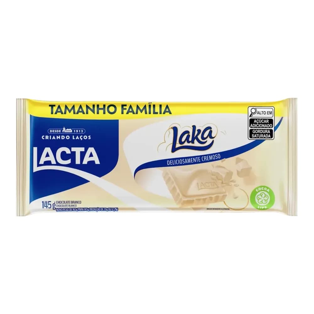 Chocolate lacta barra 145g laka branco