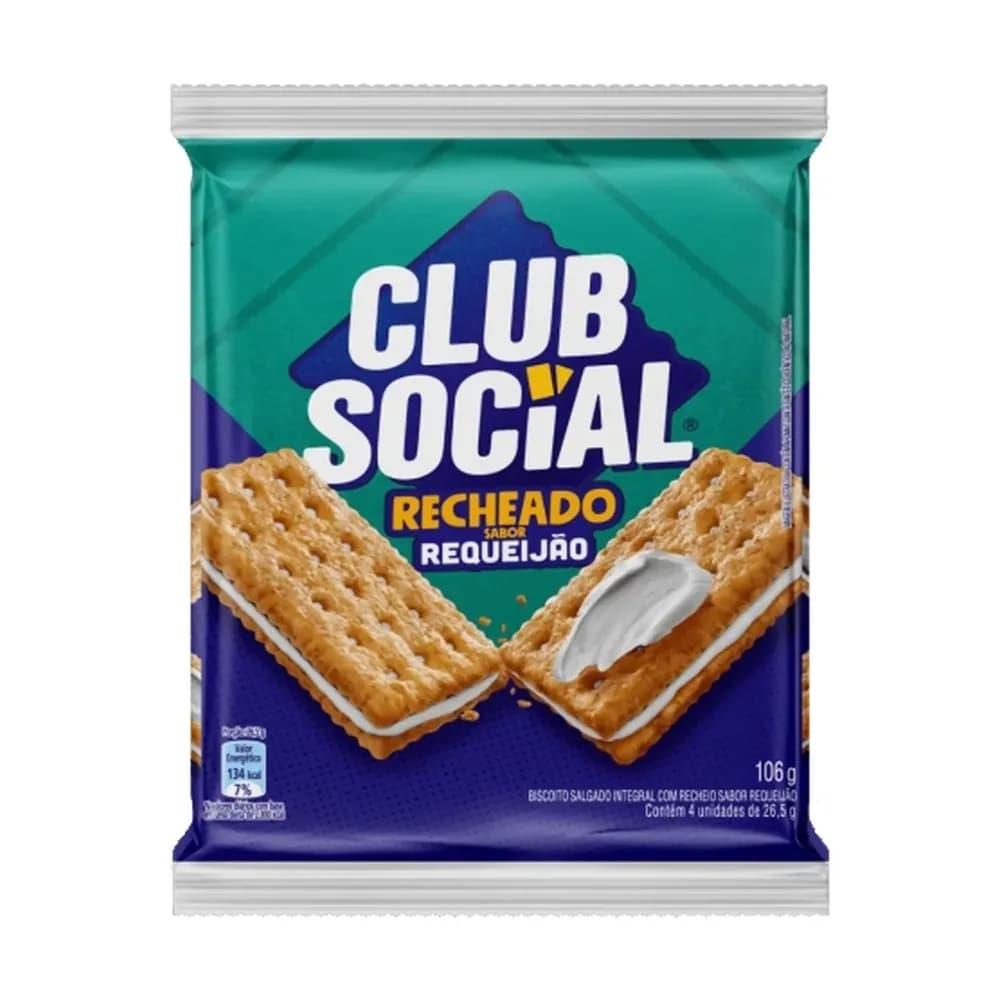 Biscoito recheado requeijao club social 106gr