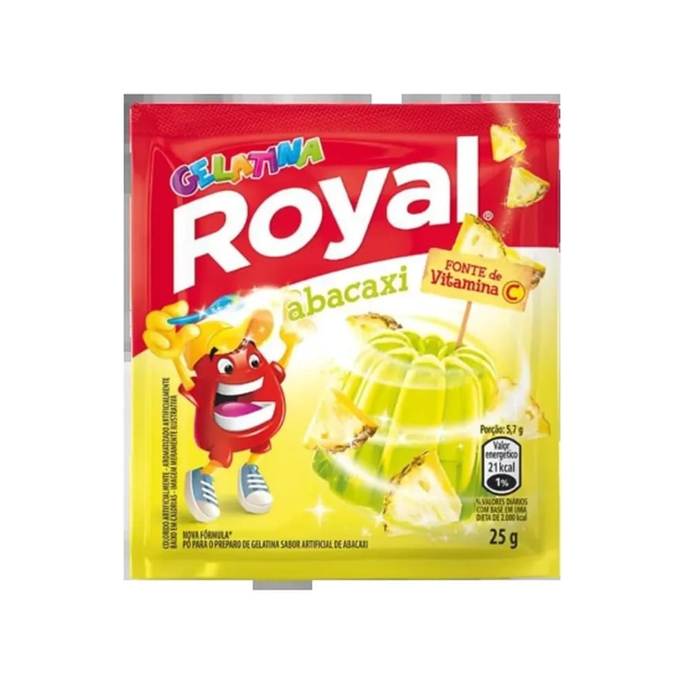 Gelatina em po sabor abacaxi royal 25g