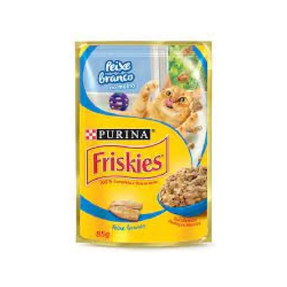 Racao para gatos peixe branco ao molho friskies 85g
