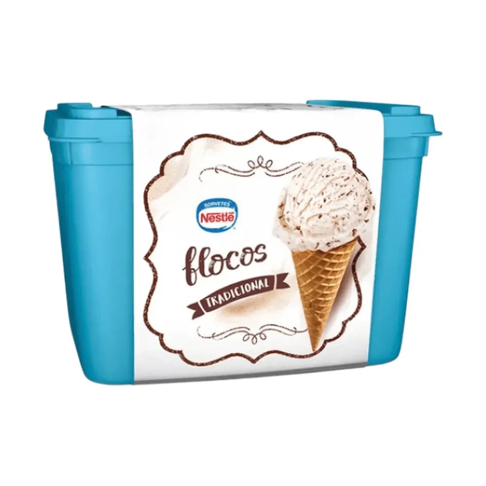 Sorvete de flocos tradicional nestle pote 1,5l