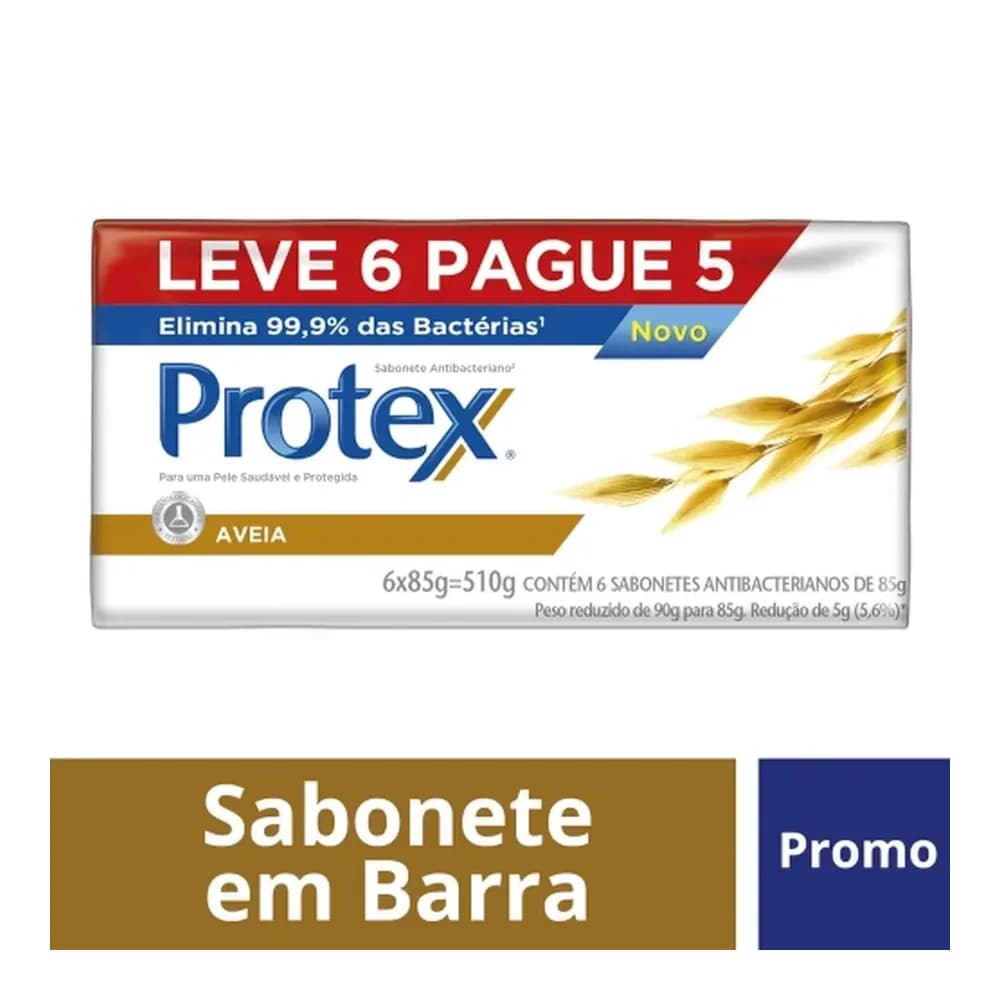 Sabonete em barra aveia protex 85g com 6un