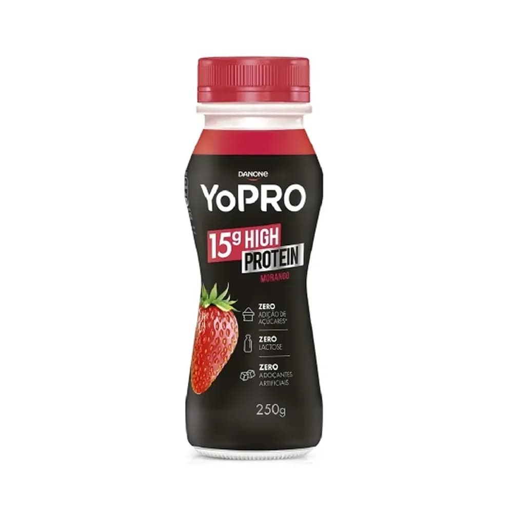 Iogurte liquido yopro morango 15g de proteinas 250g