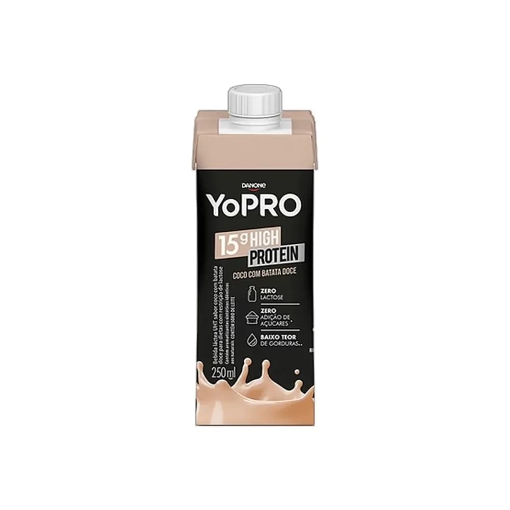 Yopro bebida lactea uht coco com batata-doce 15g de proteinas 250ml
