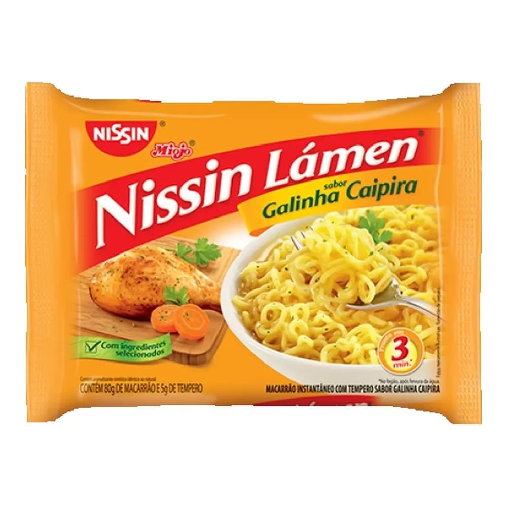 Macarrao instantaneo sabor galinha caipira nissin 85g