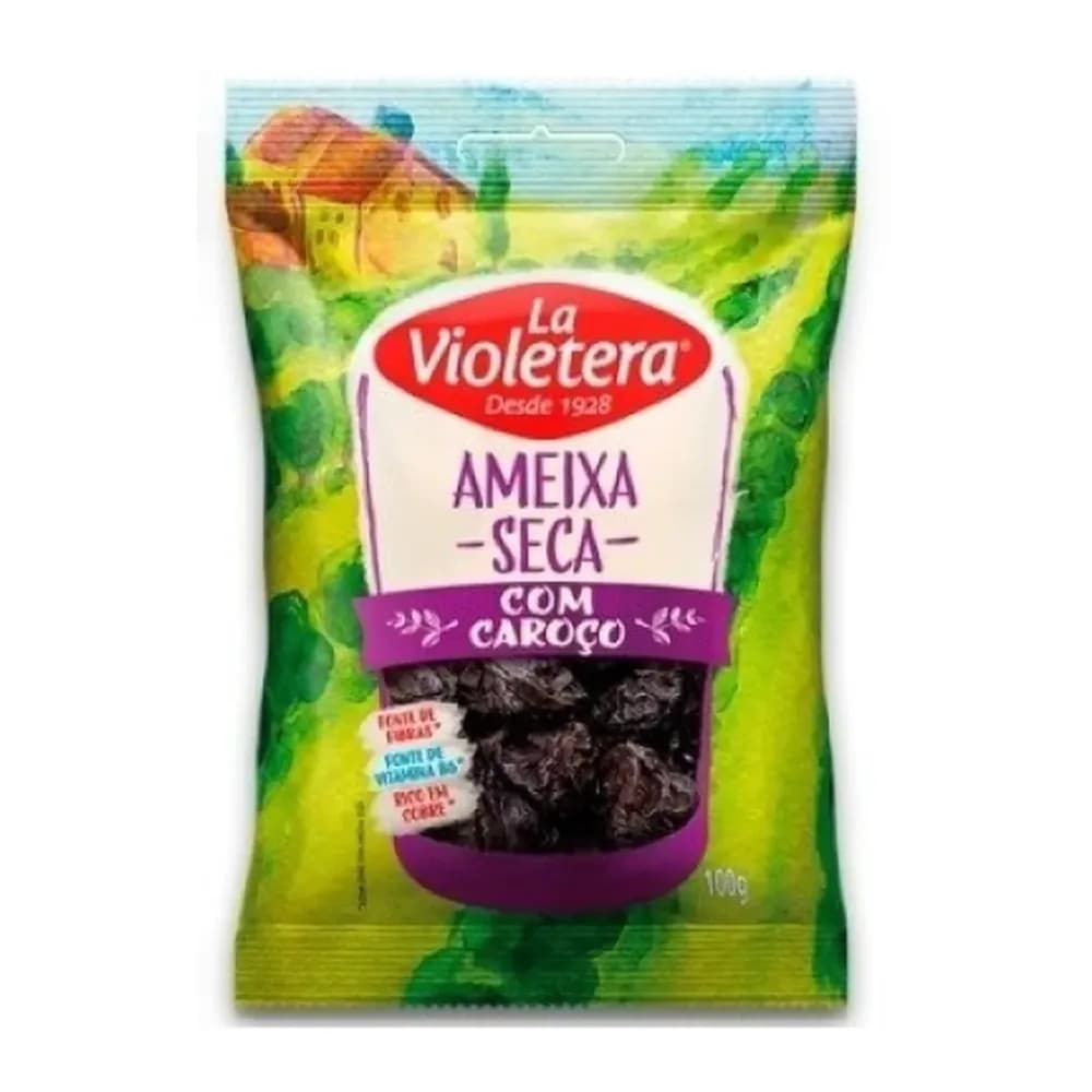 Ameixa seca la violetera com caroco pacote 100g