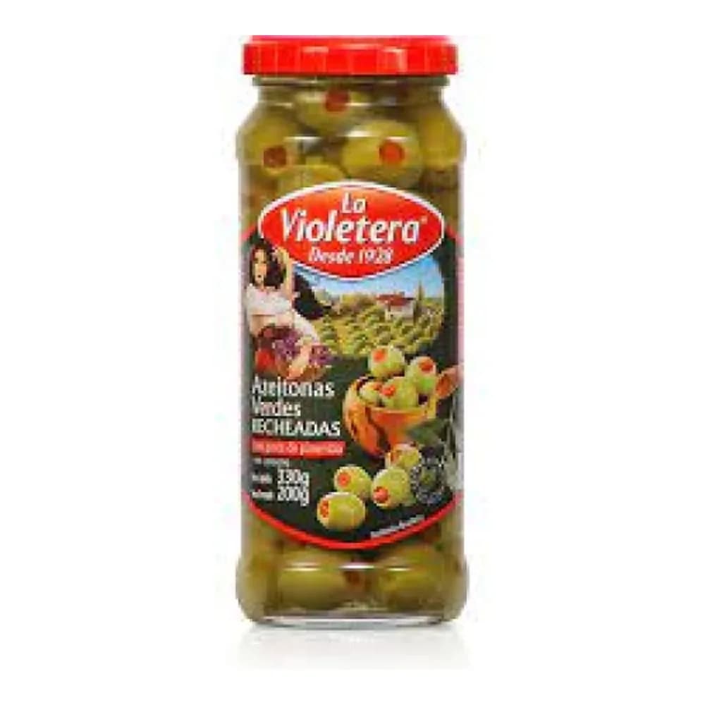 Azeitona verde la violetera pasta de pimentao vidro 200g