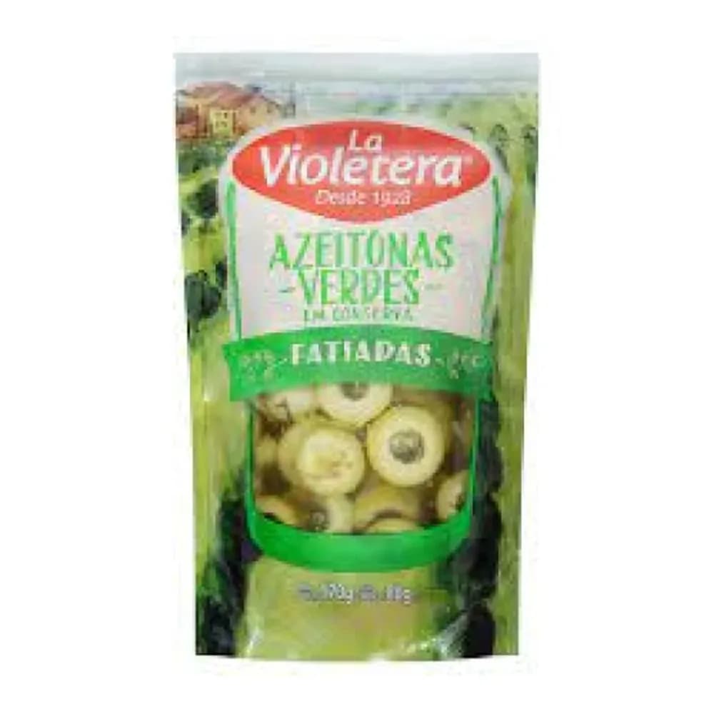 Azeitona verde em conserva fatiada la violetera sache 80g