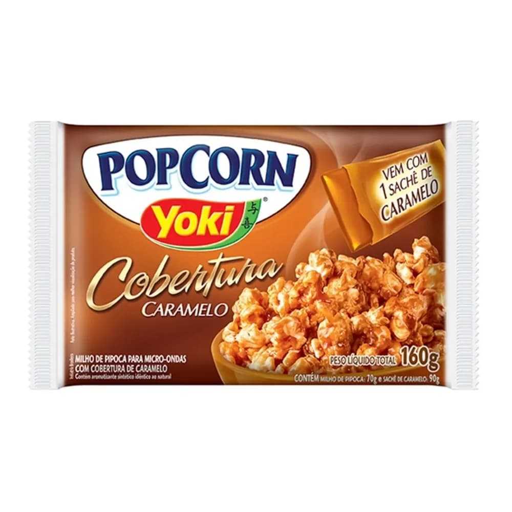 Pipoca para micro-ondas cobertura caramelo yoki pacote 160g