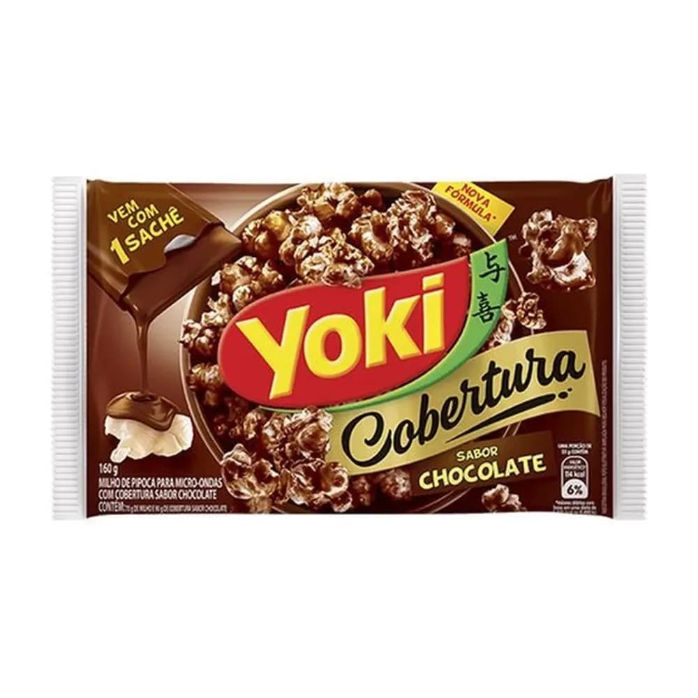 Pipoca para micro-ondas cobertura chocolate yoki pacote 160g