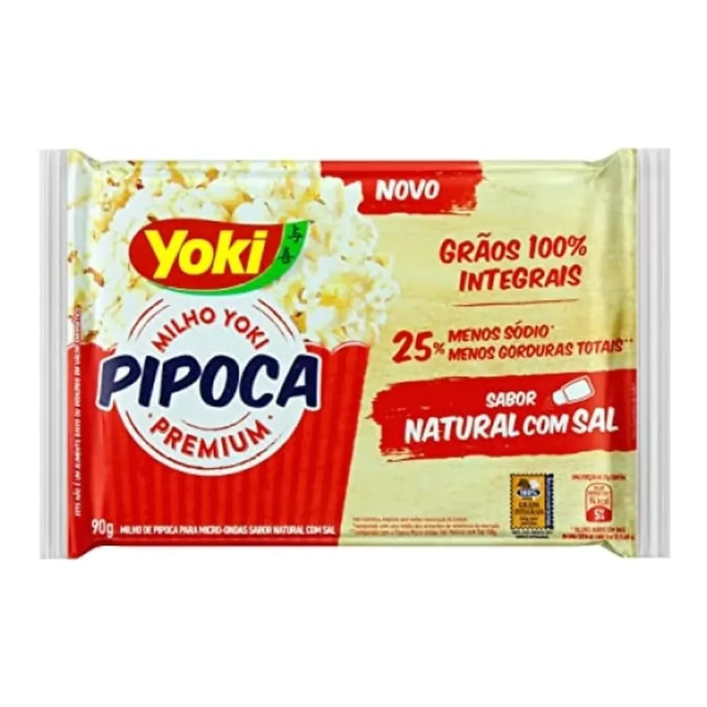 Pipoca para micro-ondas natural com sal light yoki pacote 90g