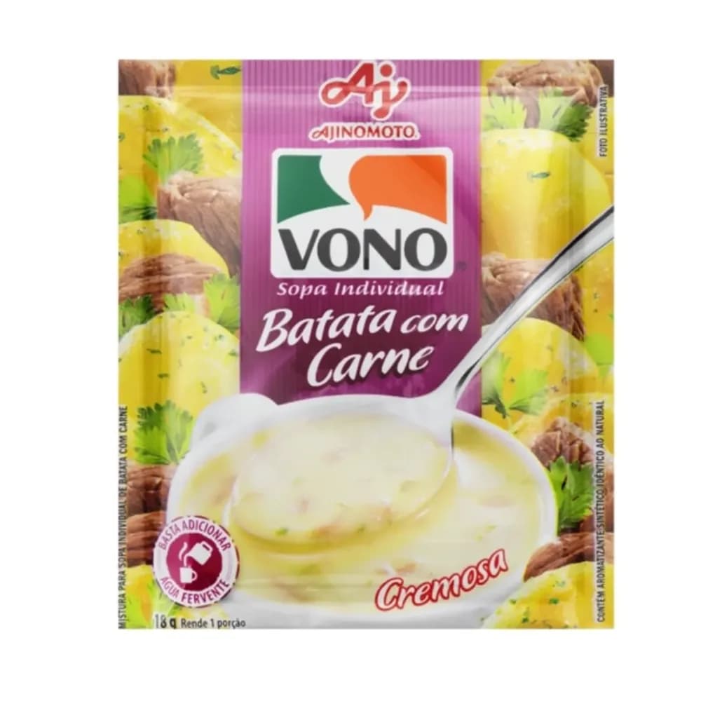 Sopa individual cremosa sabor batata cremosa com carne vono 18g