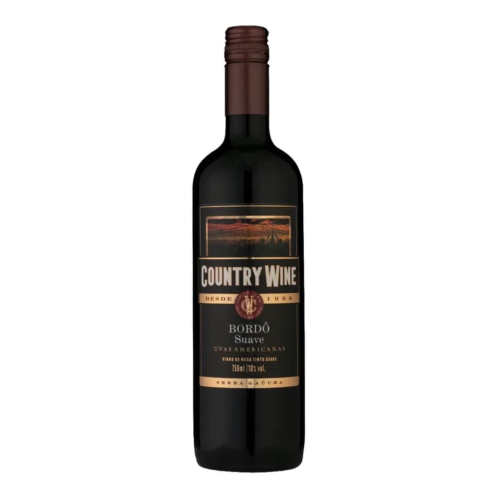 Vinho tinto brasileiro country wine suave garrafa 750ml