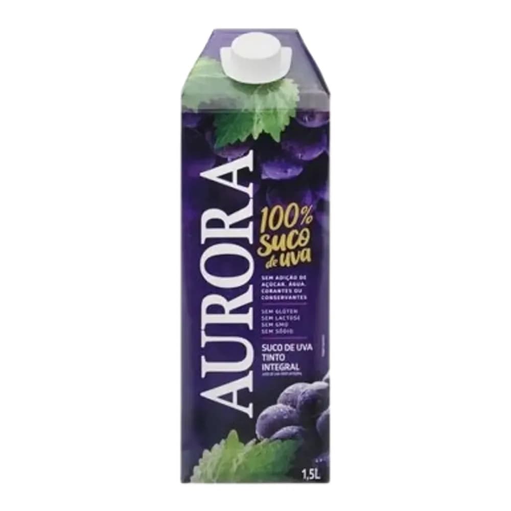Suco integral uva tinto aurora 1,5l tp caixinha