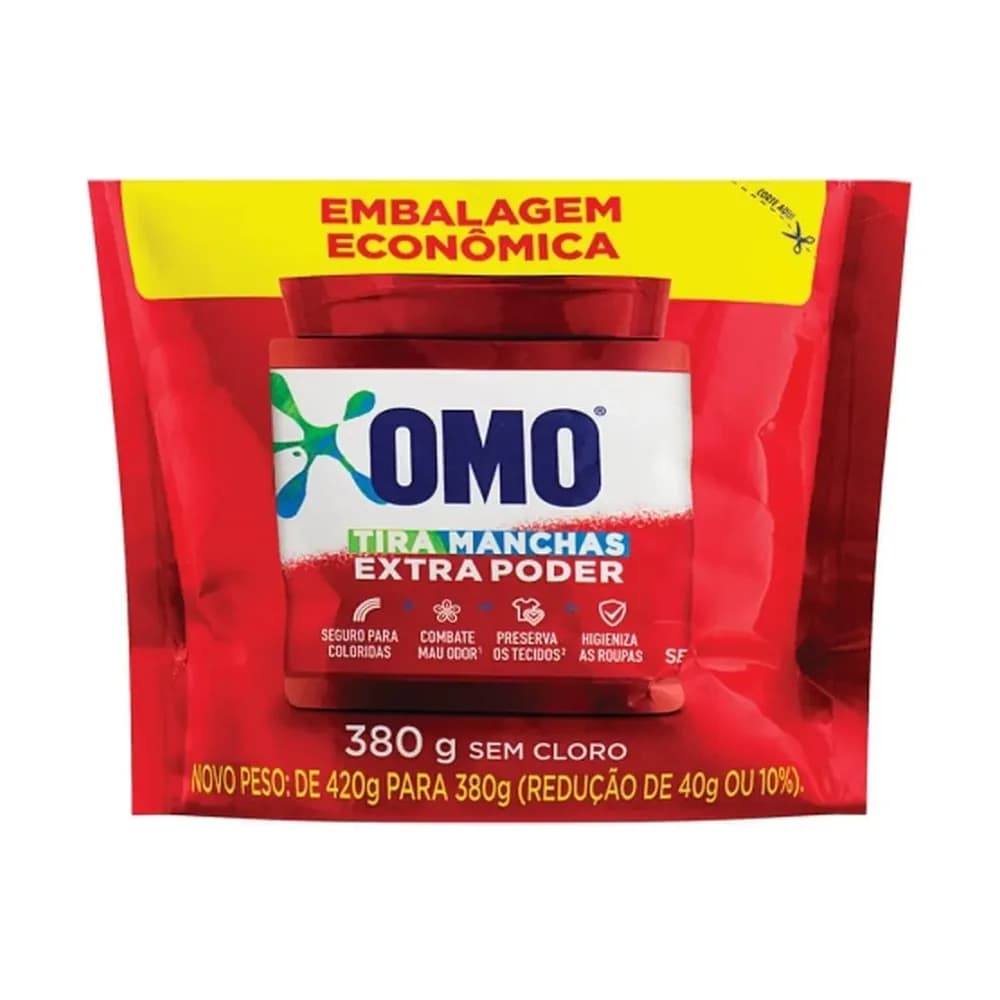 Tira manchas extra poder roupas brancas po refil omo 380g