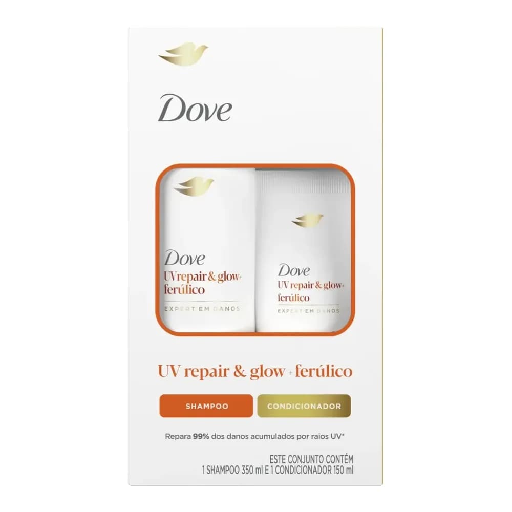 Kit shampoo 350ml + cond 150ml uv repair & glow dove