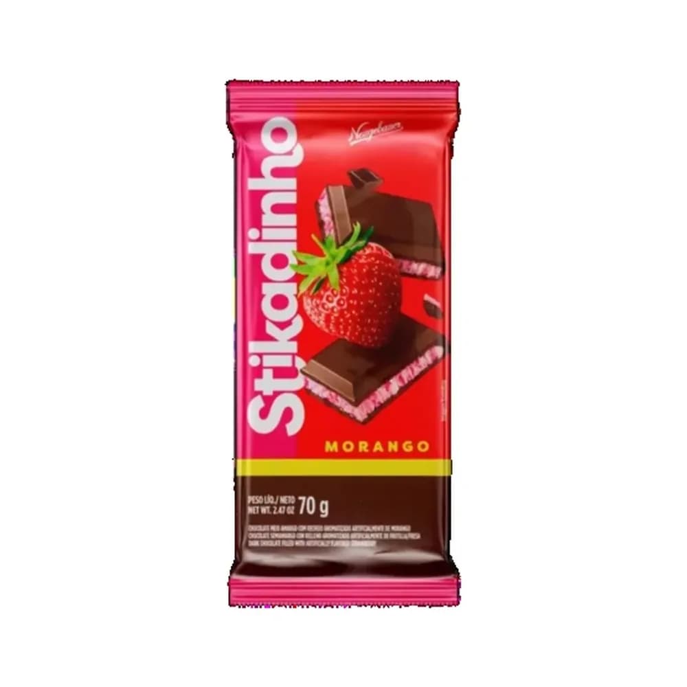 Barra de chocolate stikadinho morango neugebauer 70g