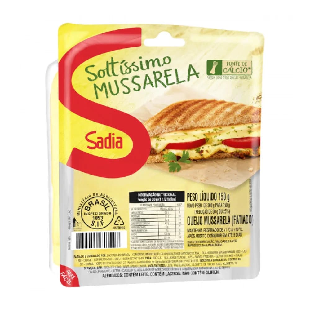 Queijo mussarela soltissimo sadia 150g