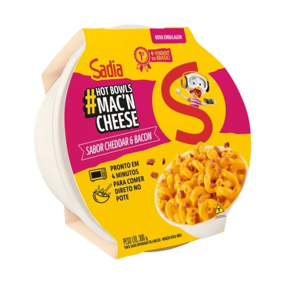 Mac'n cheese cheddar e bacon congelado sadia 300g