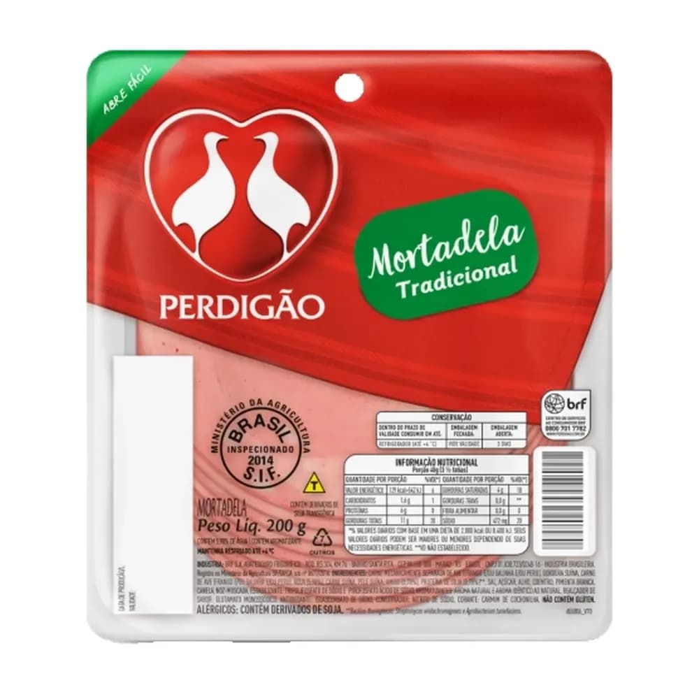 Mortadela tradicional fatiada perdigao 200g