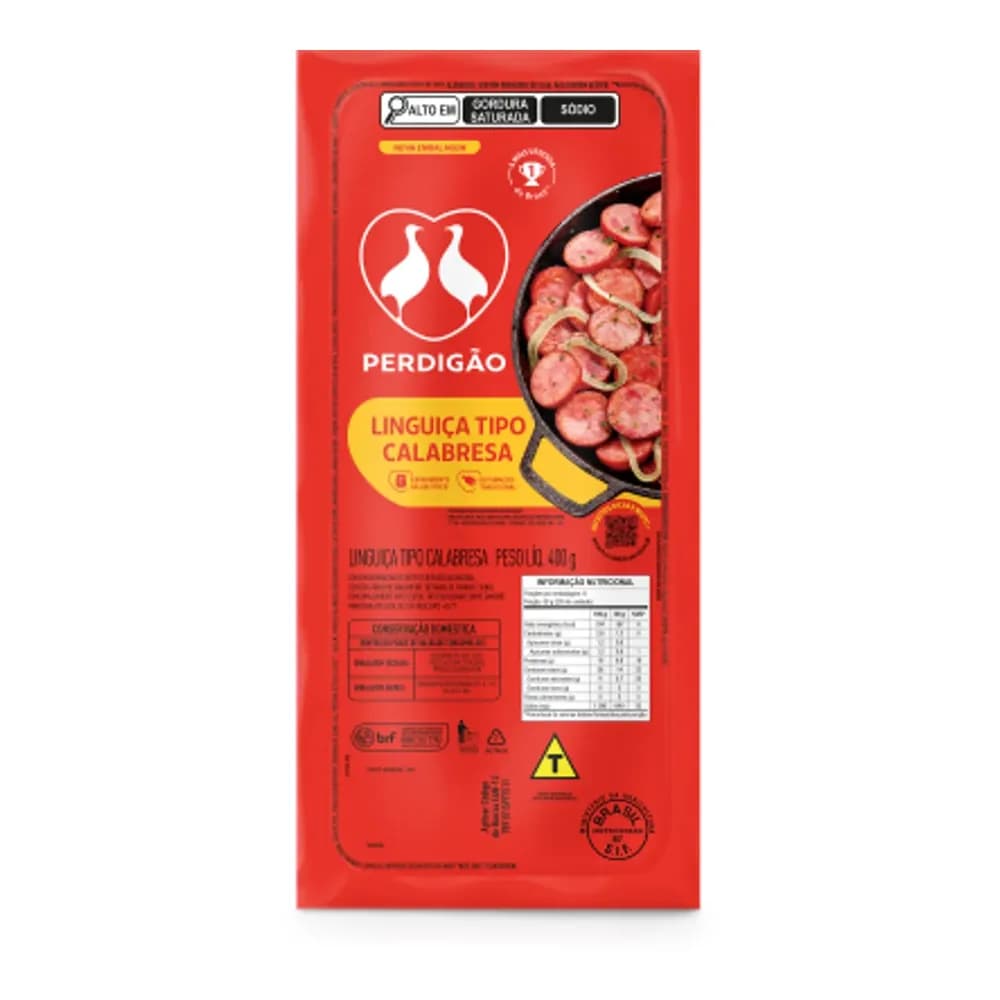 Linguica calabresa defumada e cozida perdigao 400g