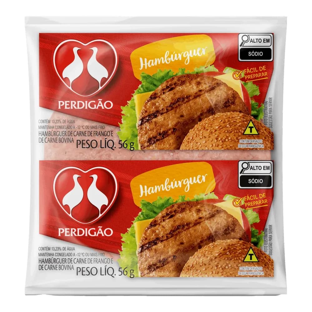 Hamburguer carne de frango e bovina perdigao 56g