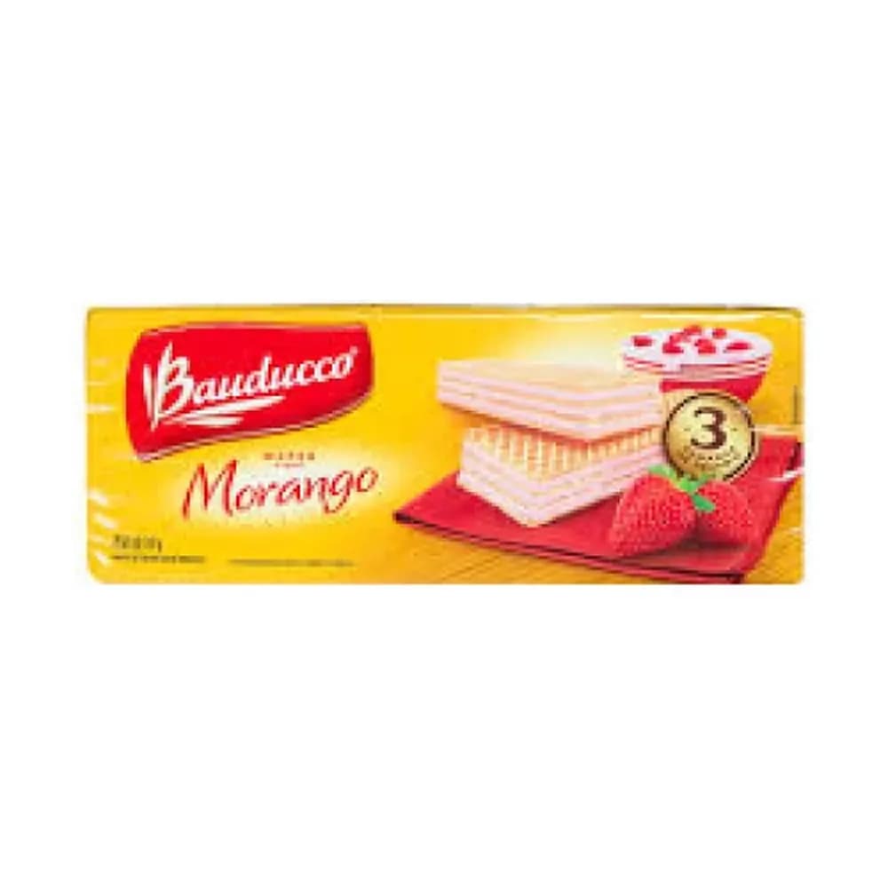 Biscoito wafer morango bauducco 140g