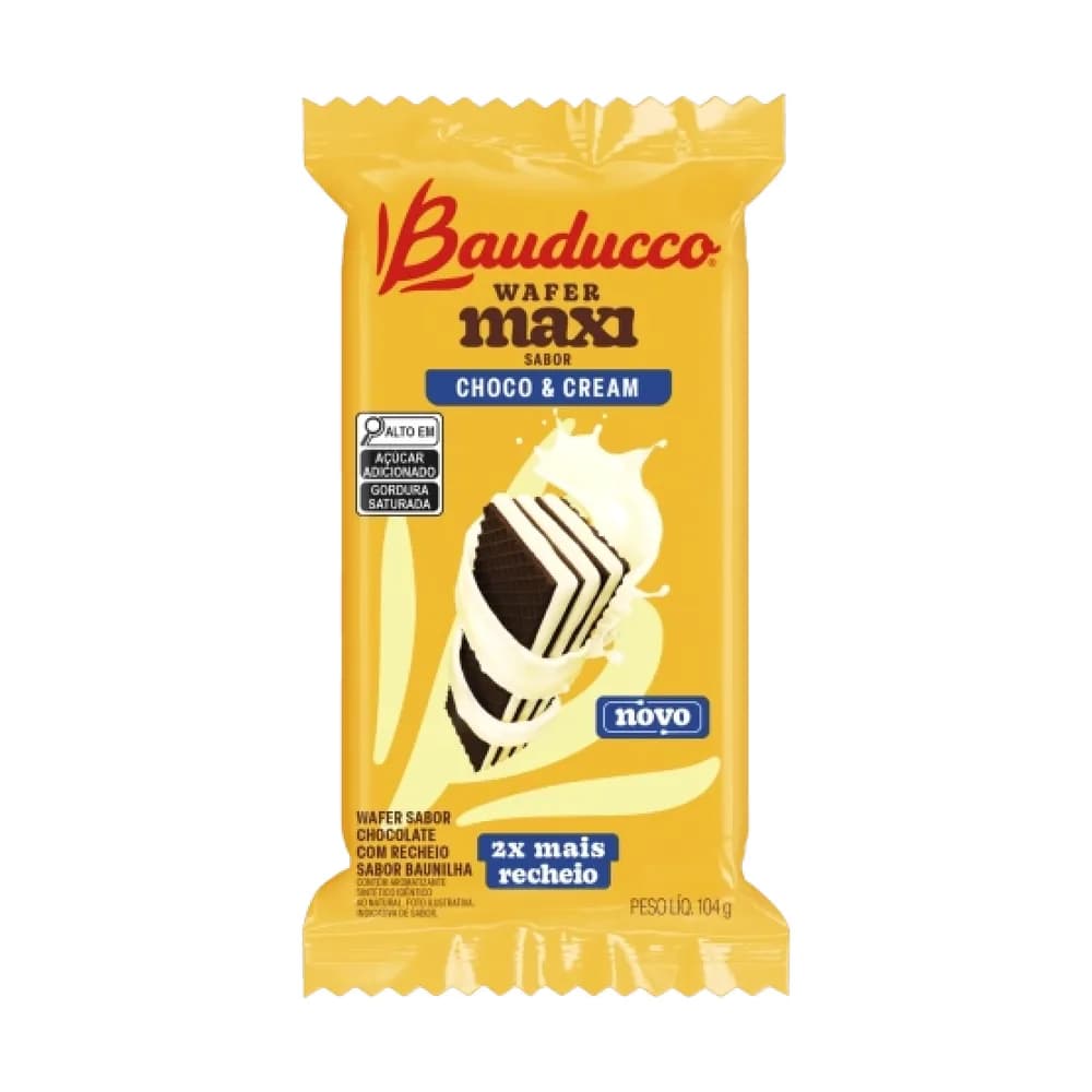 Biscoito wafer recheio choco & cream maxi bauducco 104g