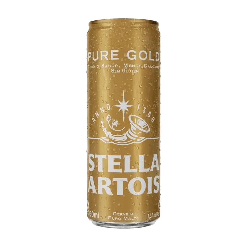 Cerveja stella artois pure gold 350ml lata sleek