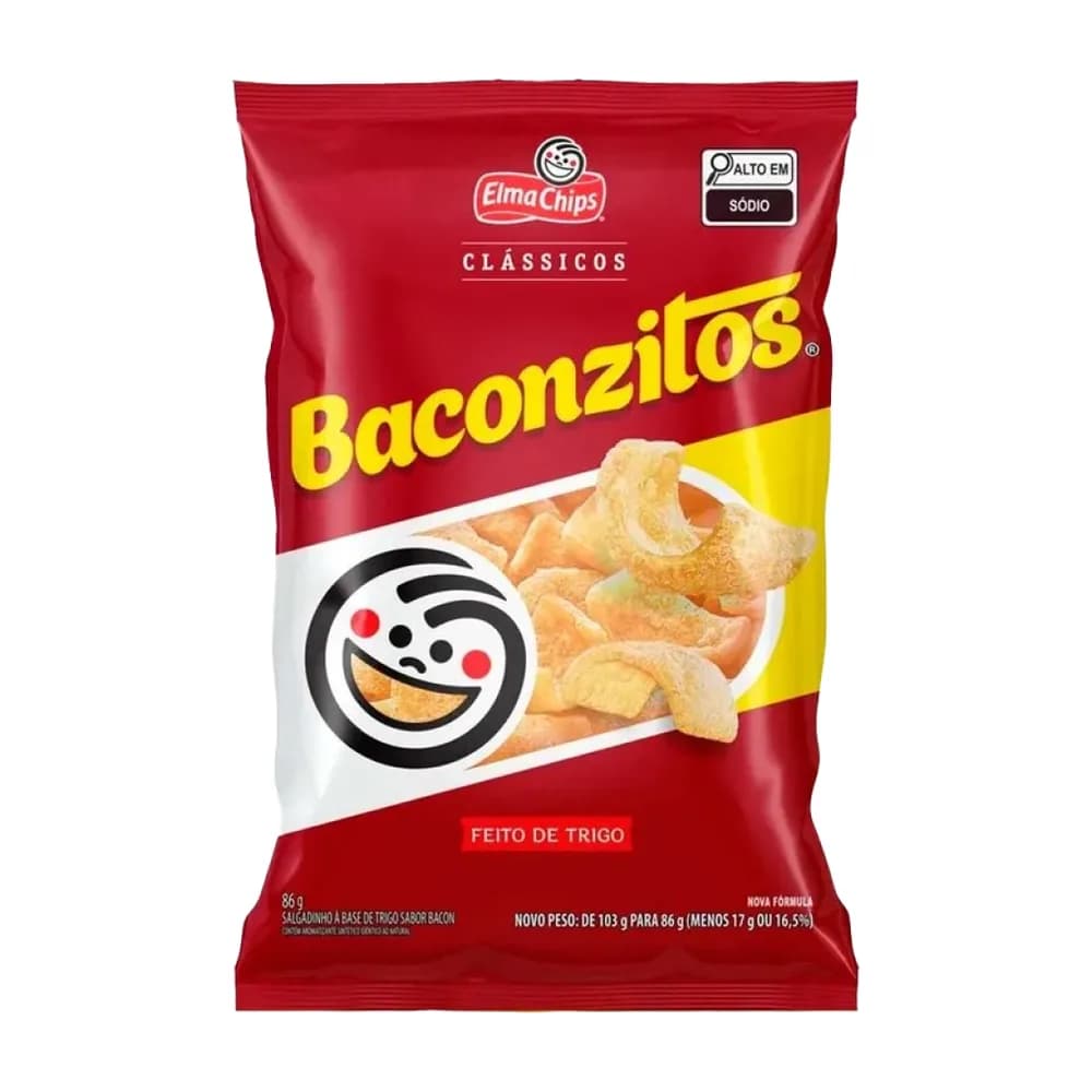 Salgadinho de milho sabor bacon elma chips baconzitos 86g