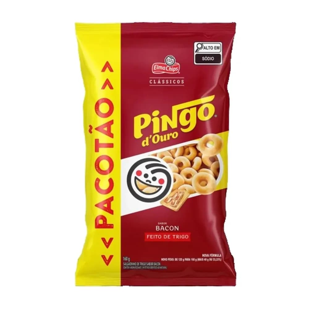 Salgadinho de milho sabor bacon pingo d'ouro elma chips 160g