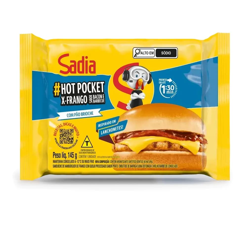 Lanche hot pocket x-frango sadia 145g