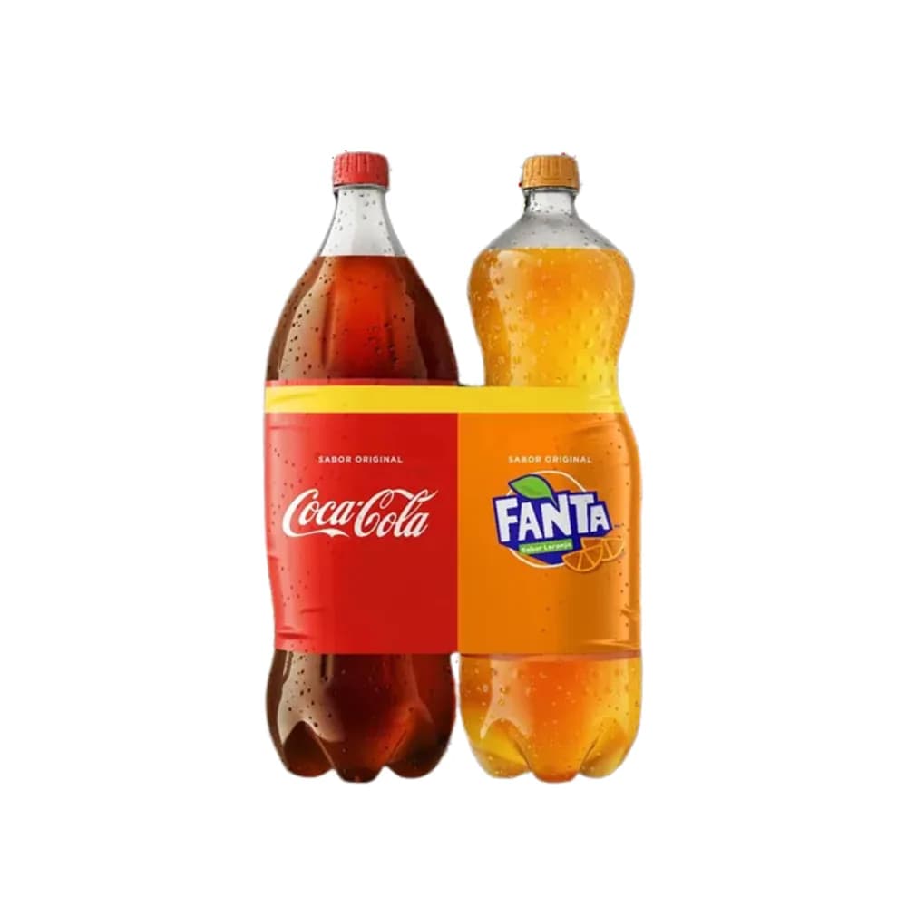 Kit 1 coca-cola original 2l + 1 fanta laranja 2l