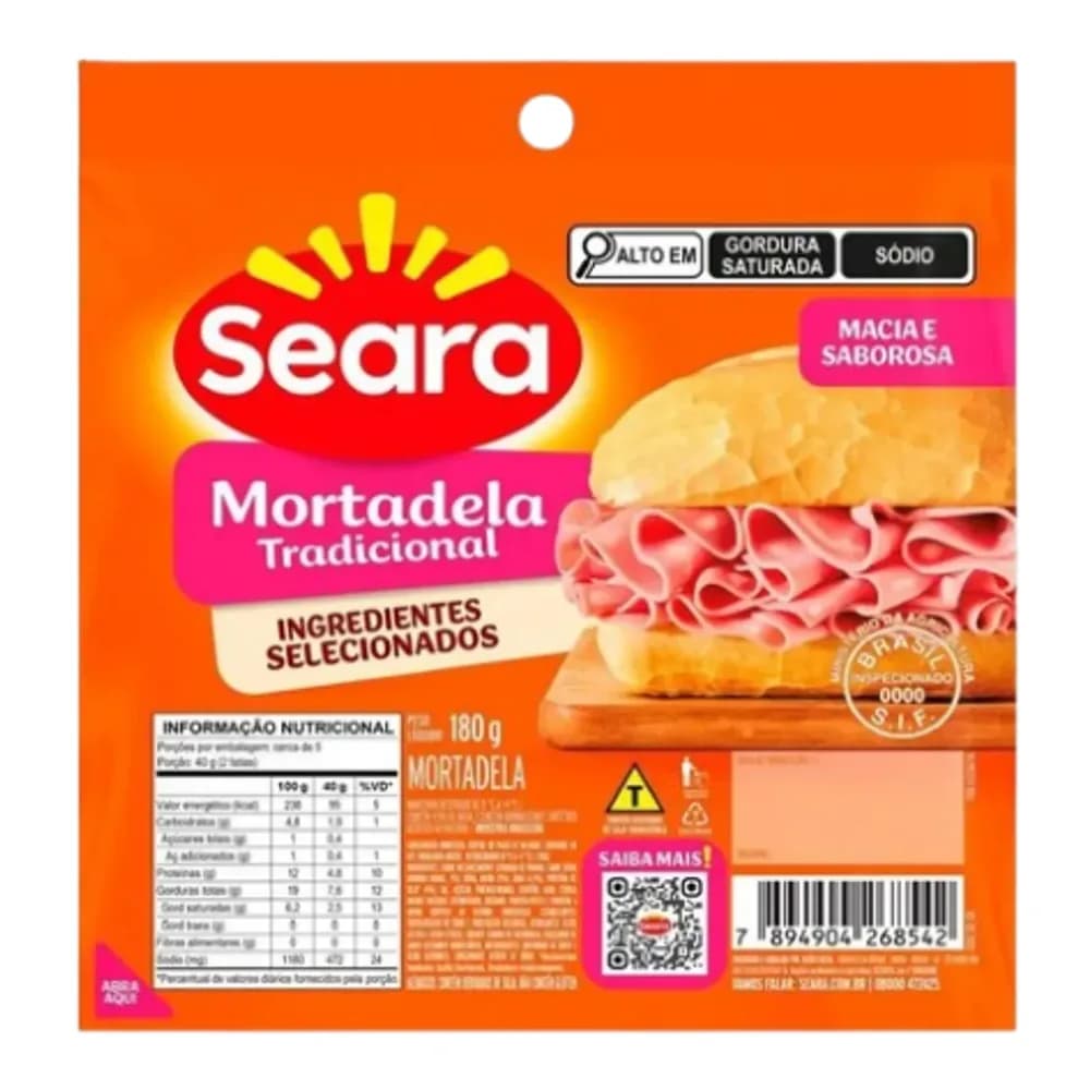 Mortadela tradicional fatiada seara 180g