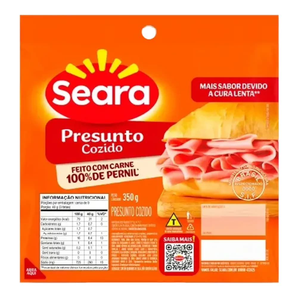 Presunto fatiado seara 350g