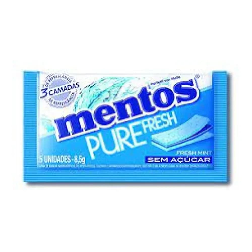 Goma de mascar sem acucar mentos 3 camadas mint 8,5g 5unidades