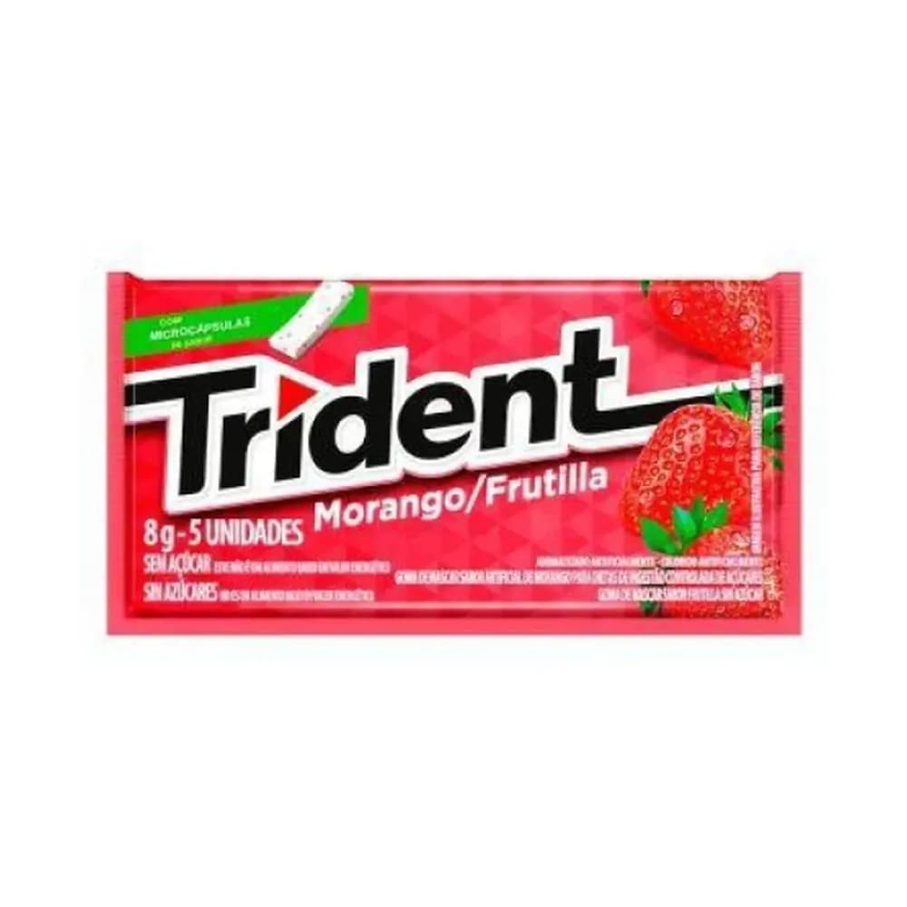 Chiclete morango sem acucar trident 8g