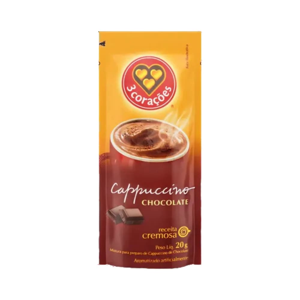 Capuccino soluvel chocolate 3 coracoes 20g