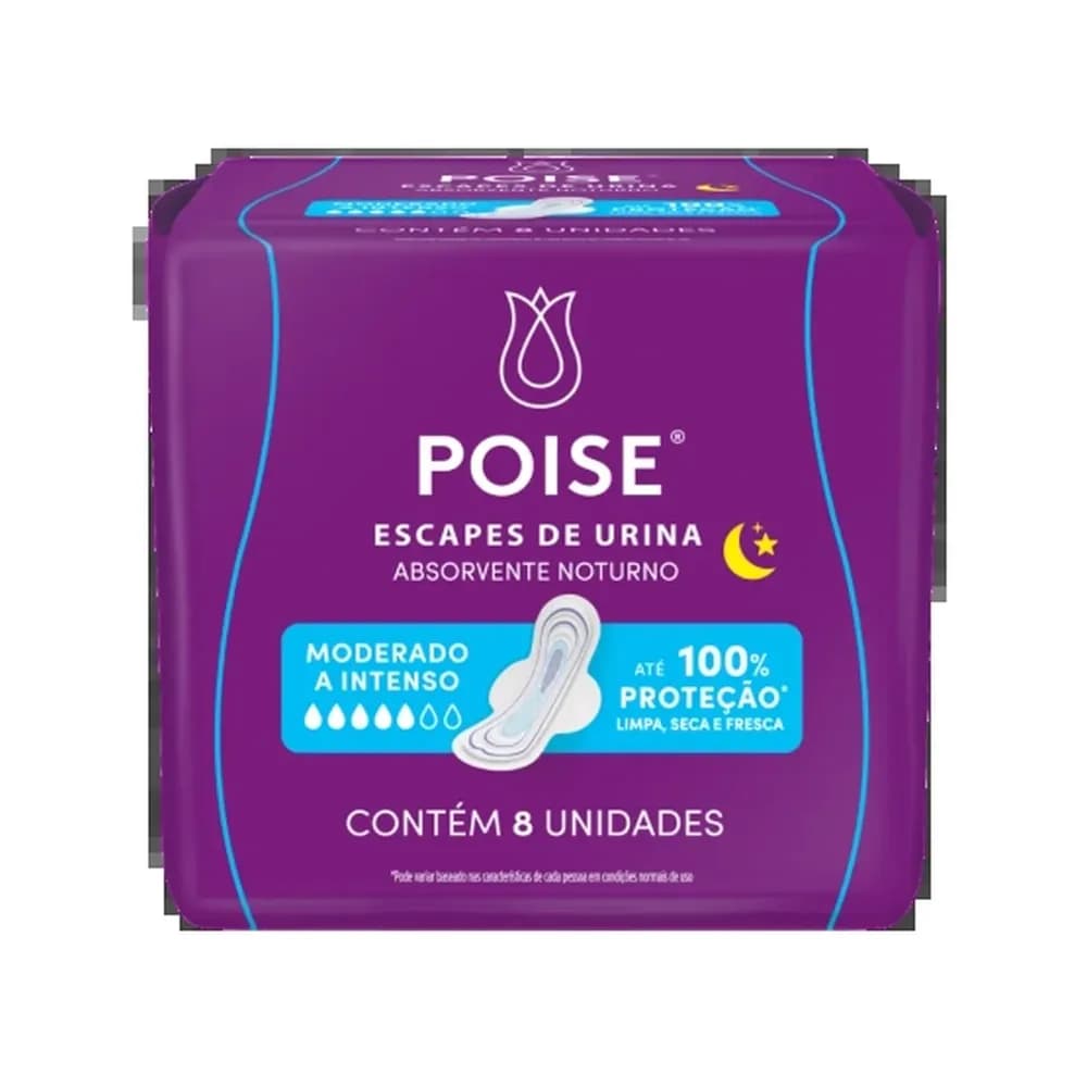 Absorvente noturno para incontinencia urinaria poise 8un