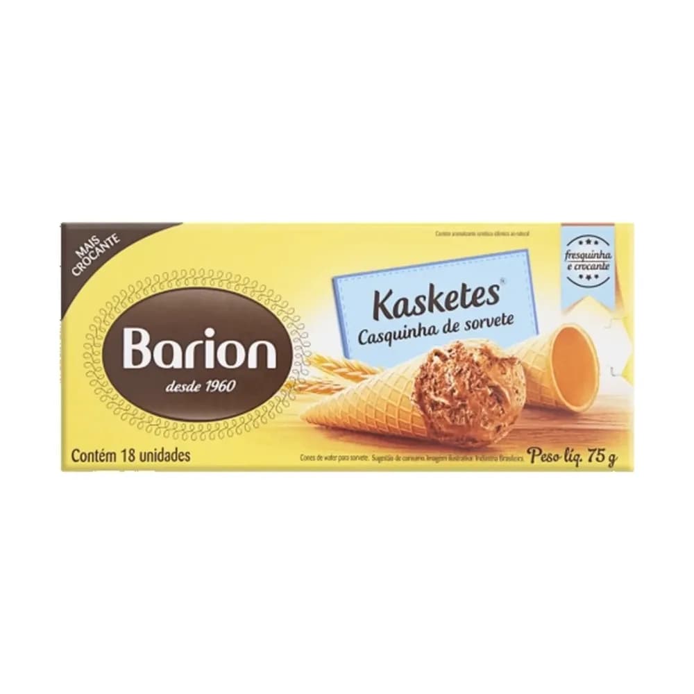 Casquinha de sorvete barion kasketes 75g 18un