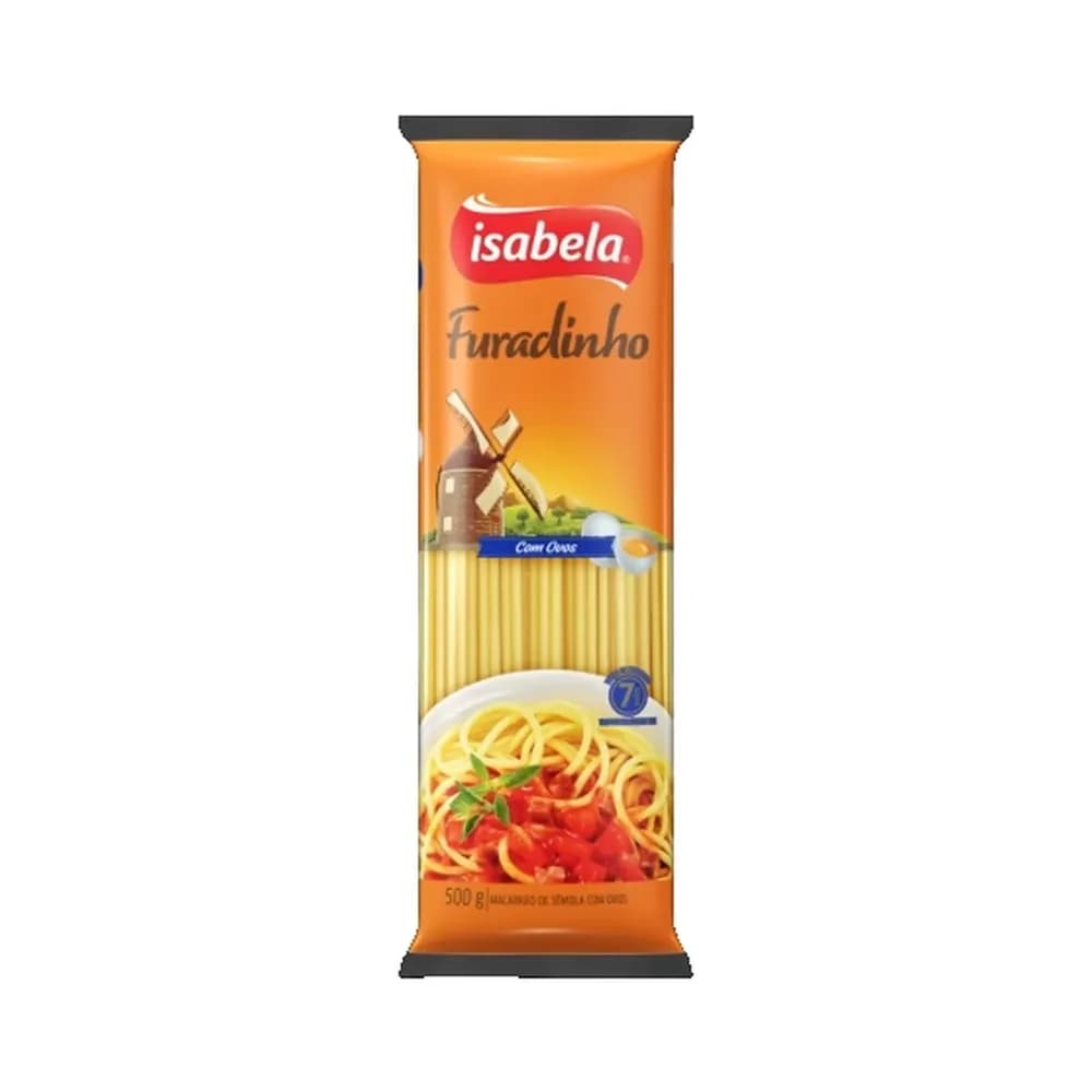 Macarrao furadinho isabela com ovos embalagem 500g