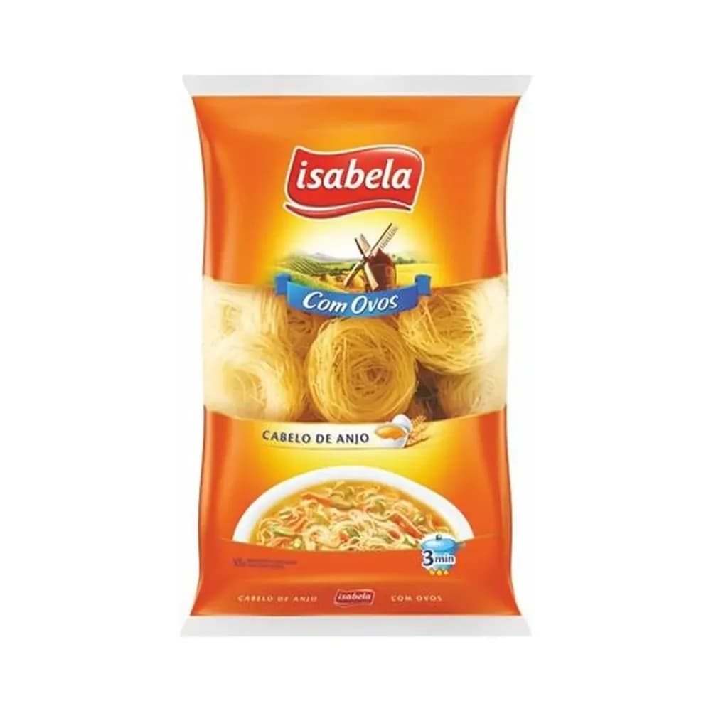Macarrao isabela cabelo de anjo com ovos embalagem 500g