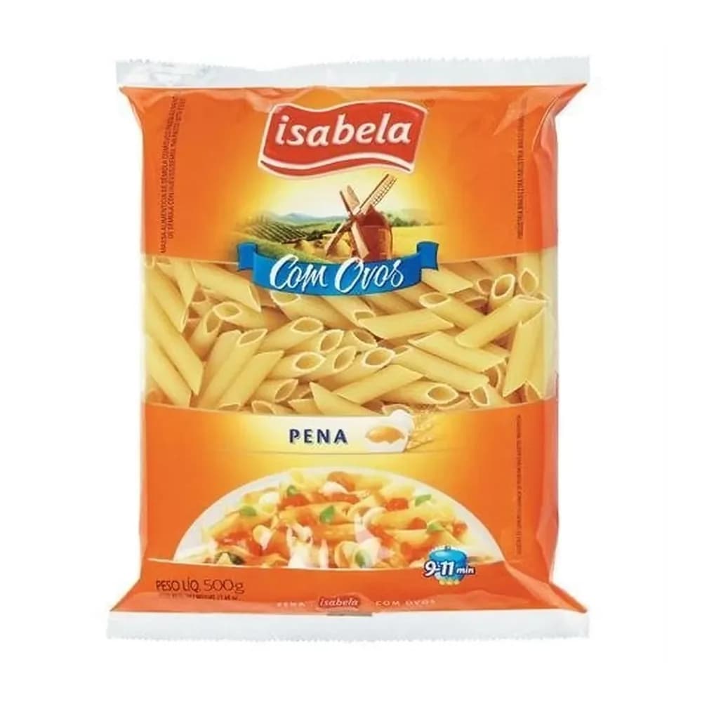 Macarrao penne com ovos isabela embalagem 500g