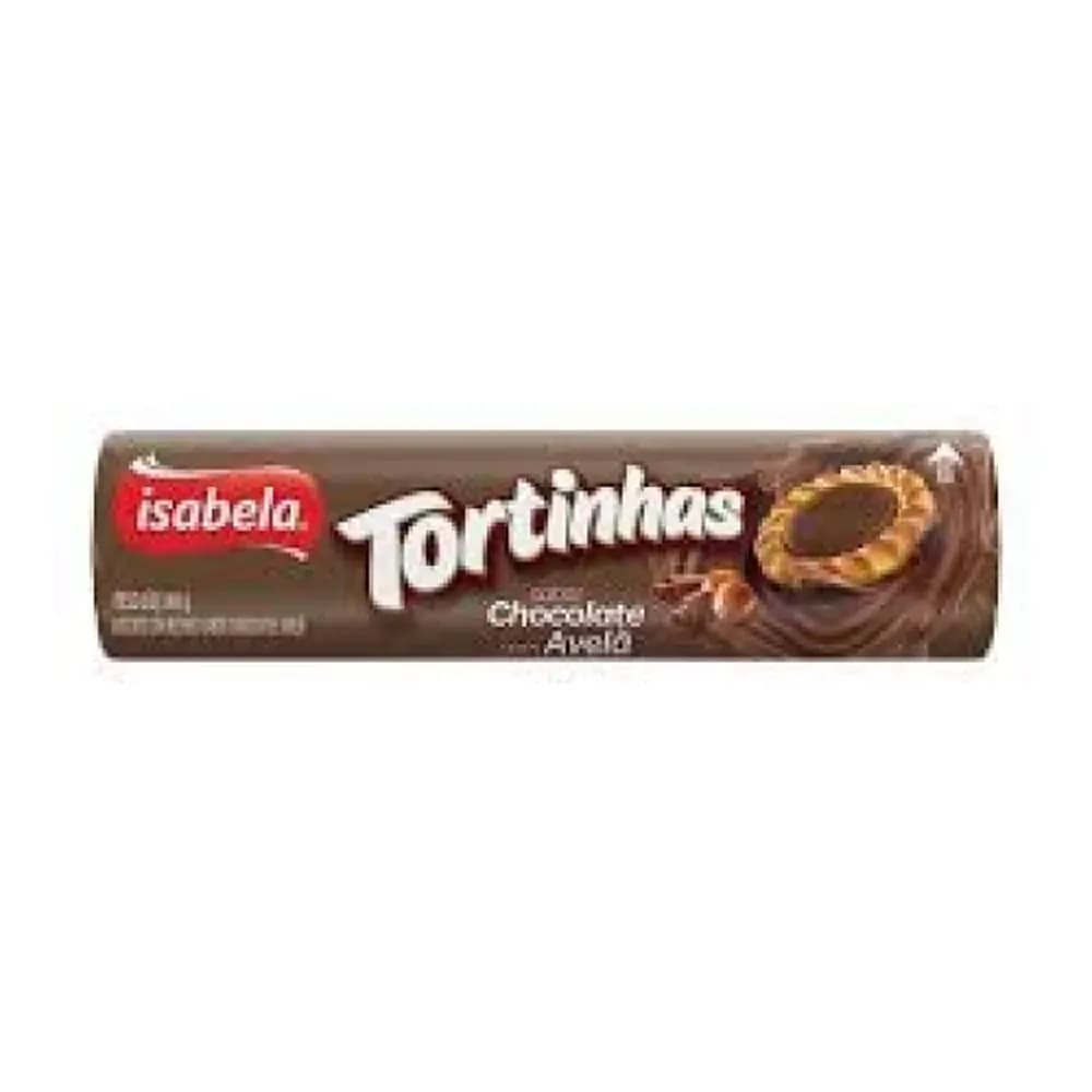 Biscoito recheado tortinhas chocolate com avela isabela 140g